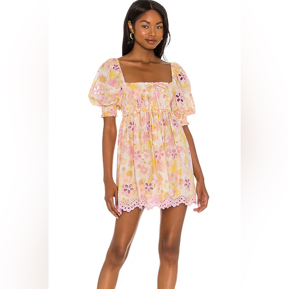 For Love and Lemons Claire mini dress in pink size medium